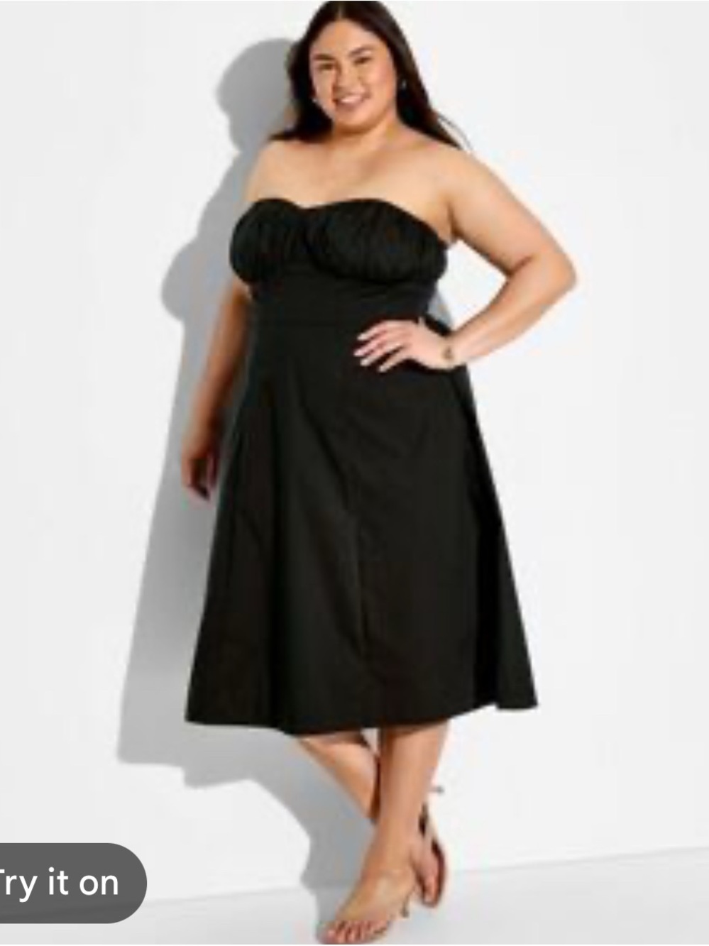 Strapless Black Midi Dress